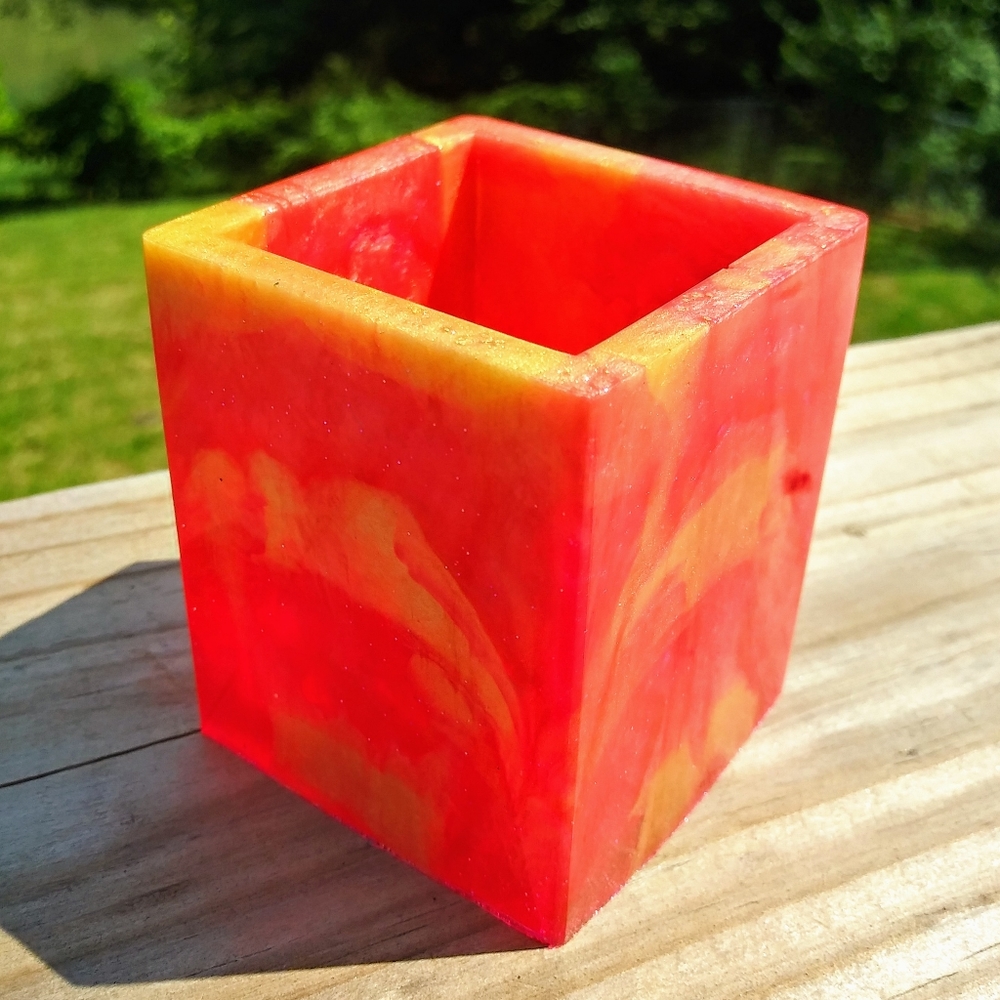 Pen Holder Organizer Cute Gift Art Bright Vivid Handmade Orange - Picture 4 of 13